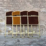 4 folding chairs in Velvet, cinema, gold metal, made in Belgium