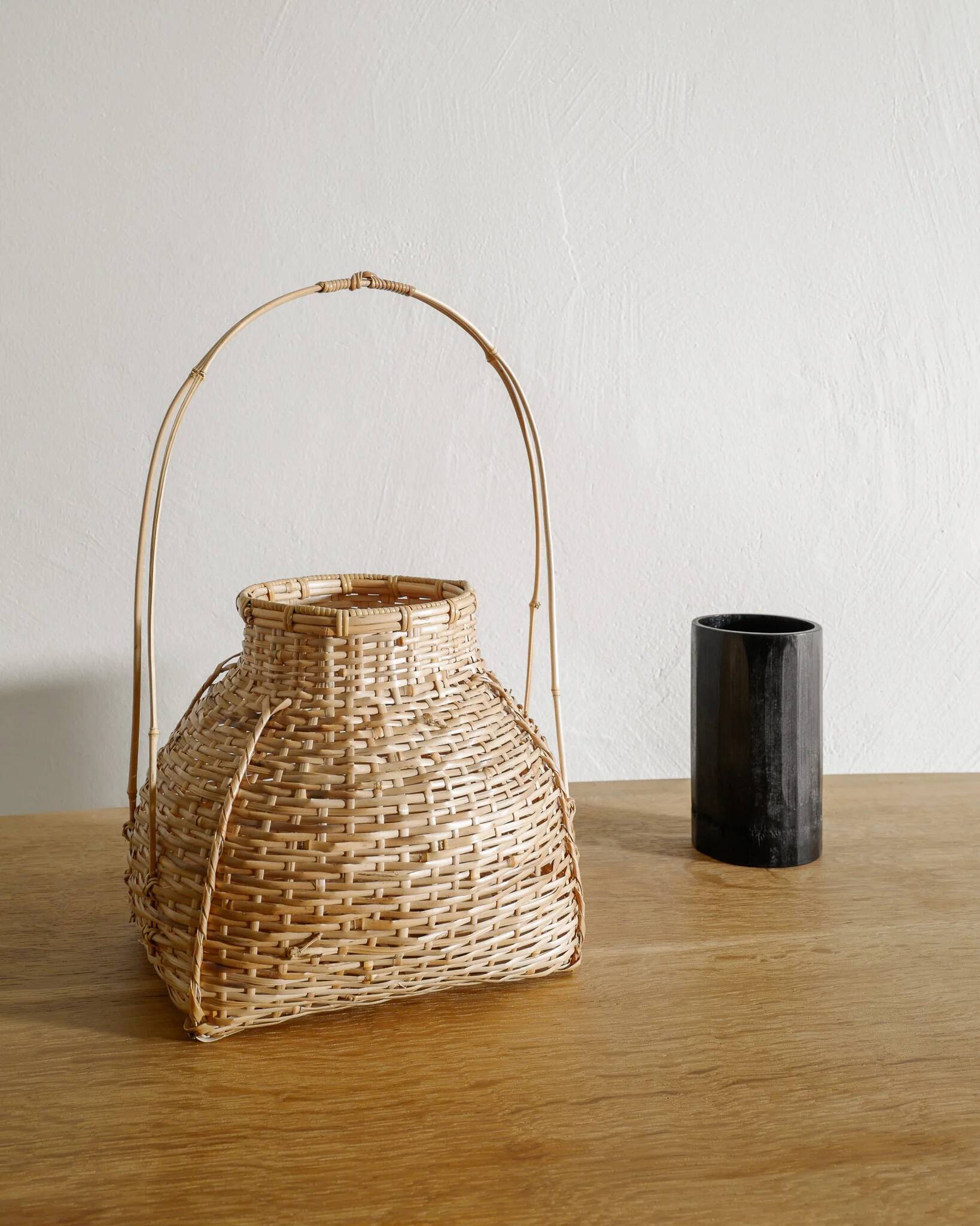 Vintage Japanese Ikebana Flower Bamboo Basket, 1960s