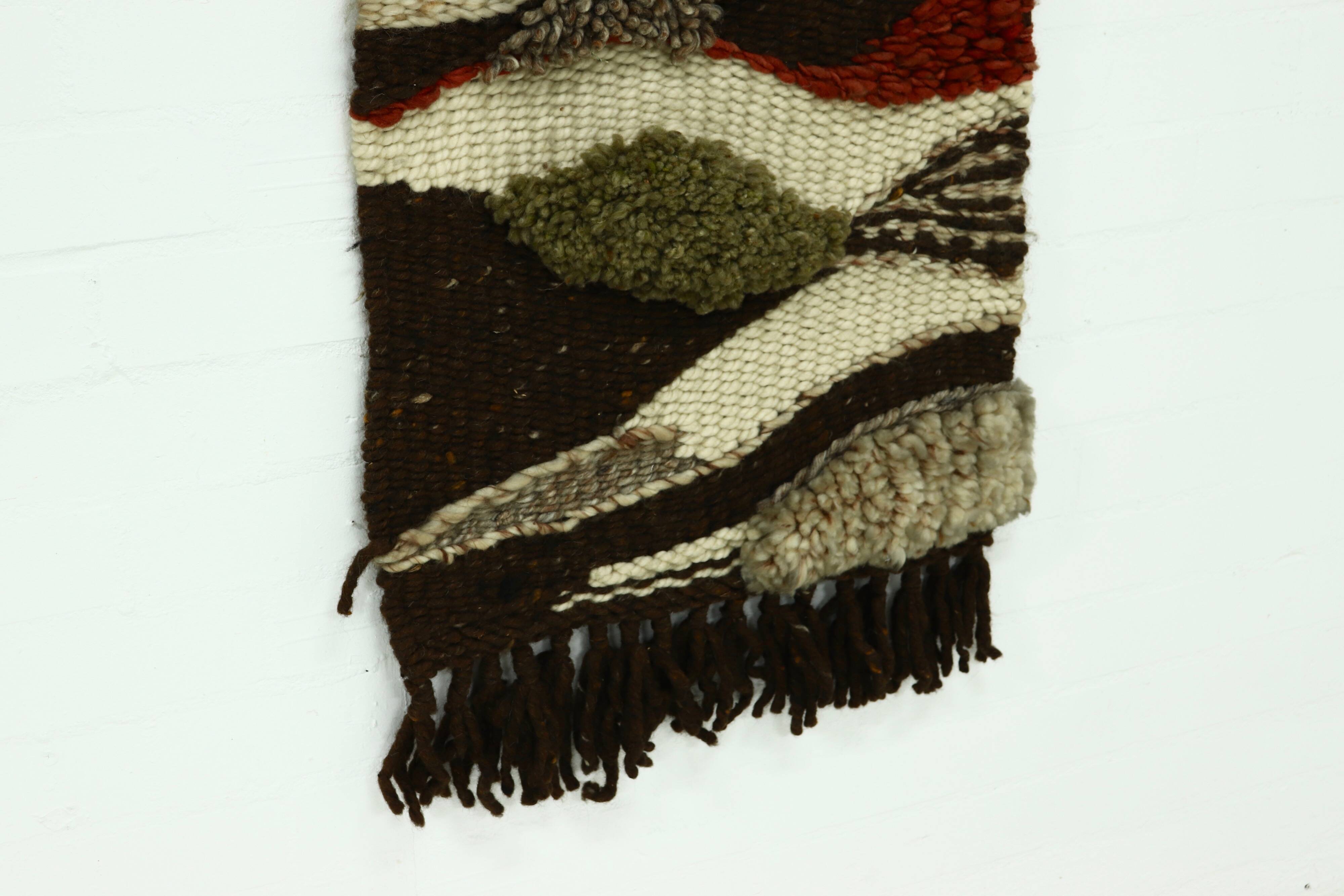 Vintage Hand Knotted Wool Tapestry 1960s