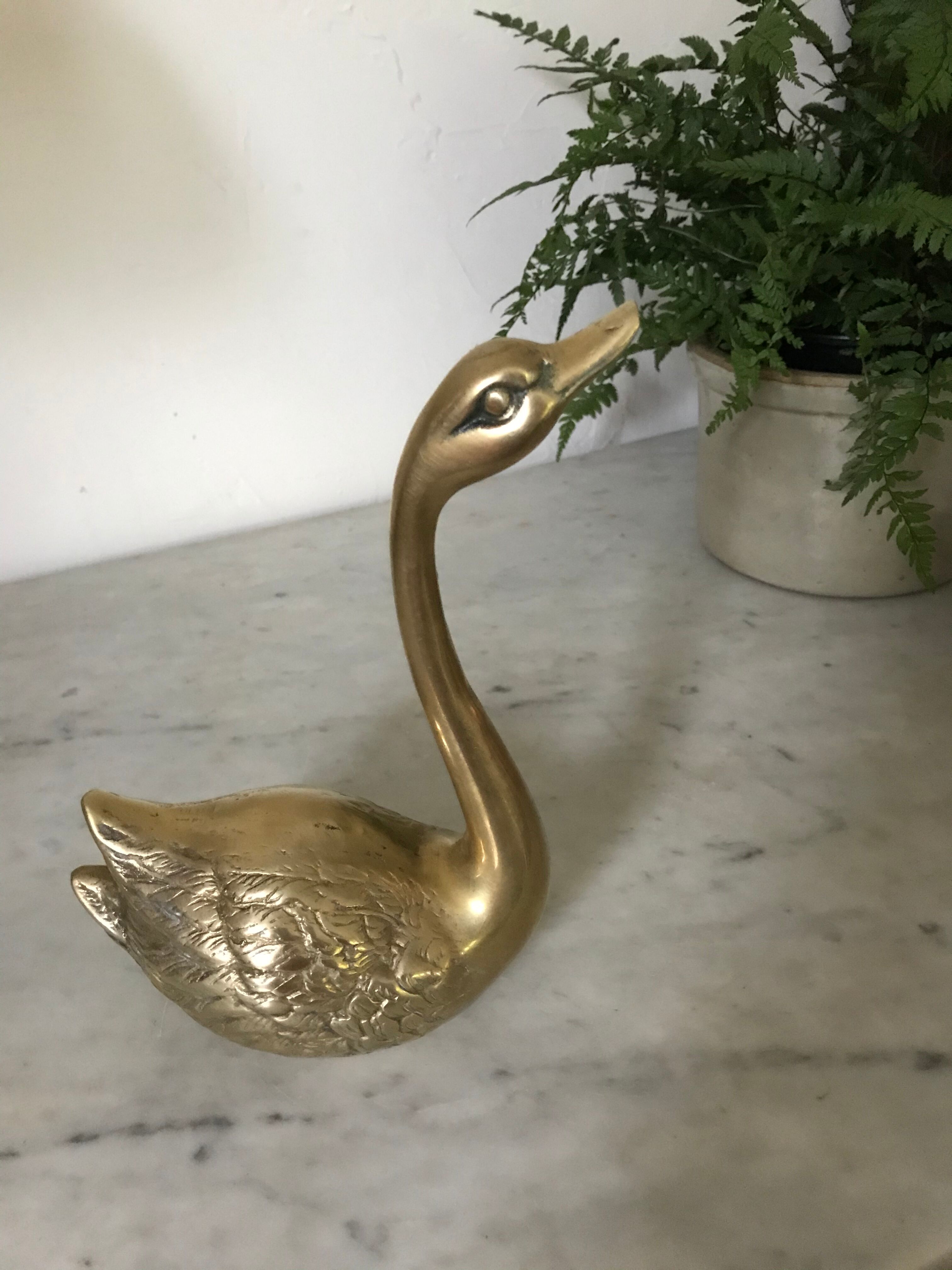 Vintage brass swan