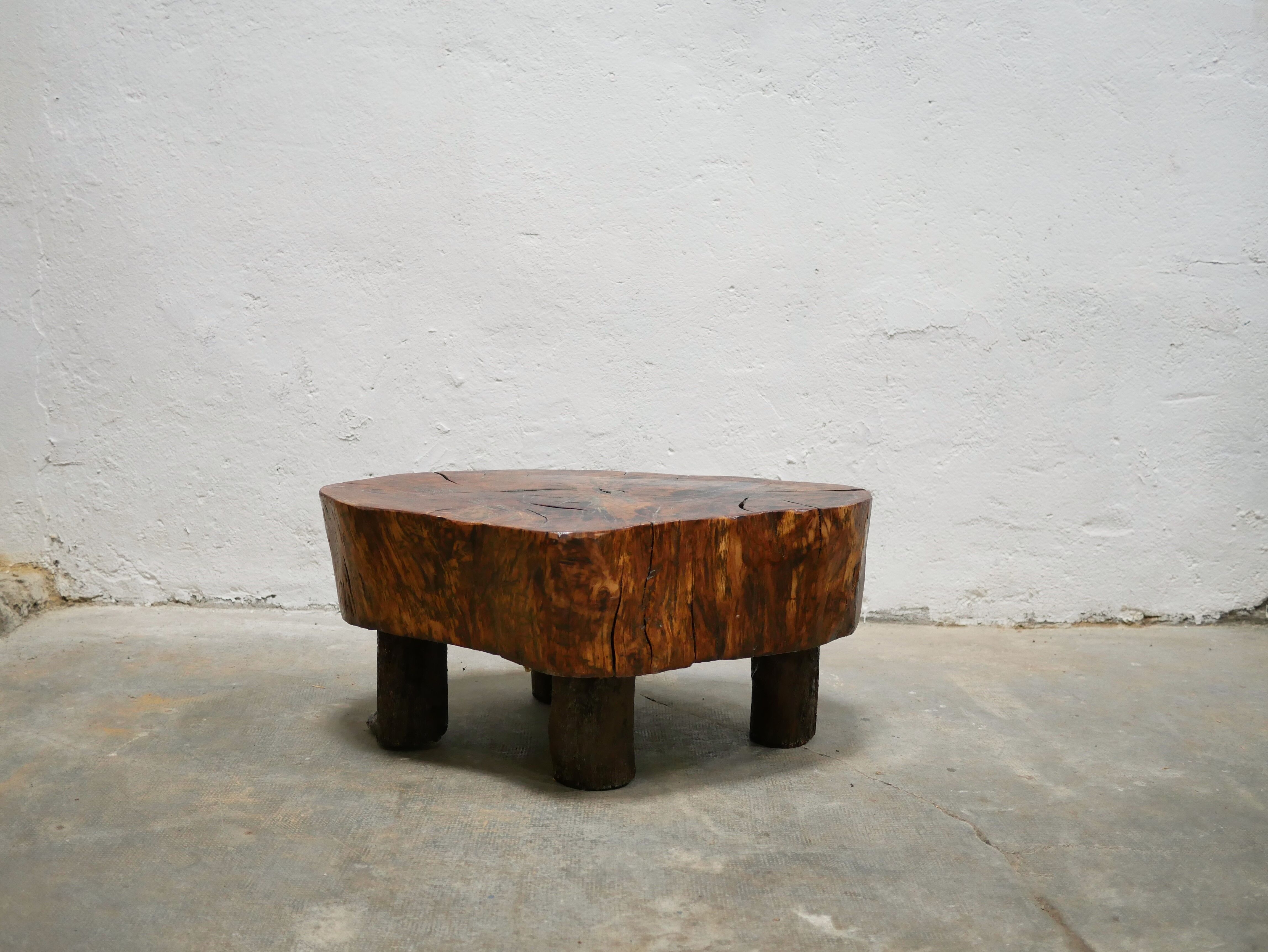 Vintage brutalist coffee table in solid wood