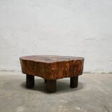 Vintage brutalist coffee table in solid wood