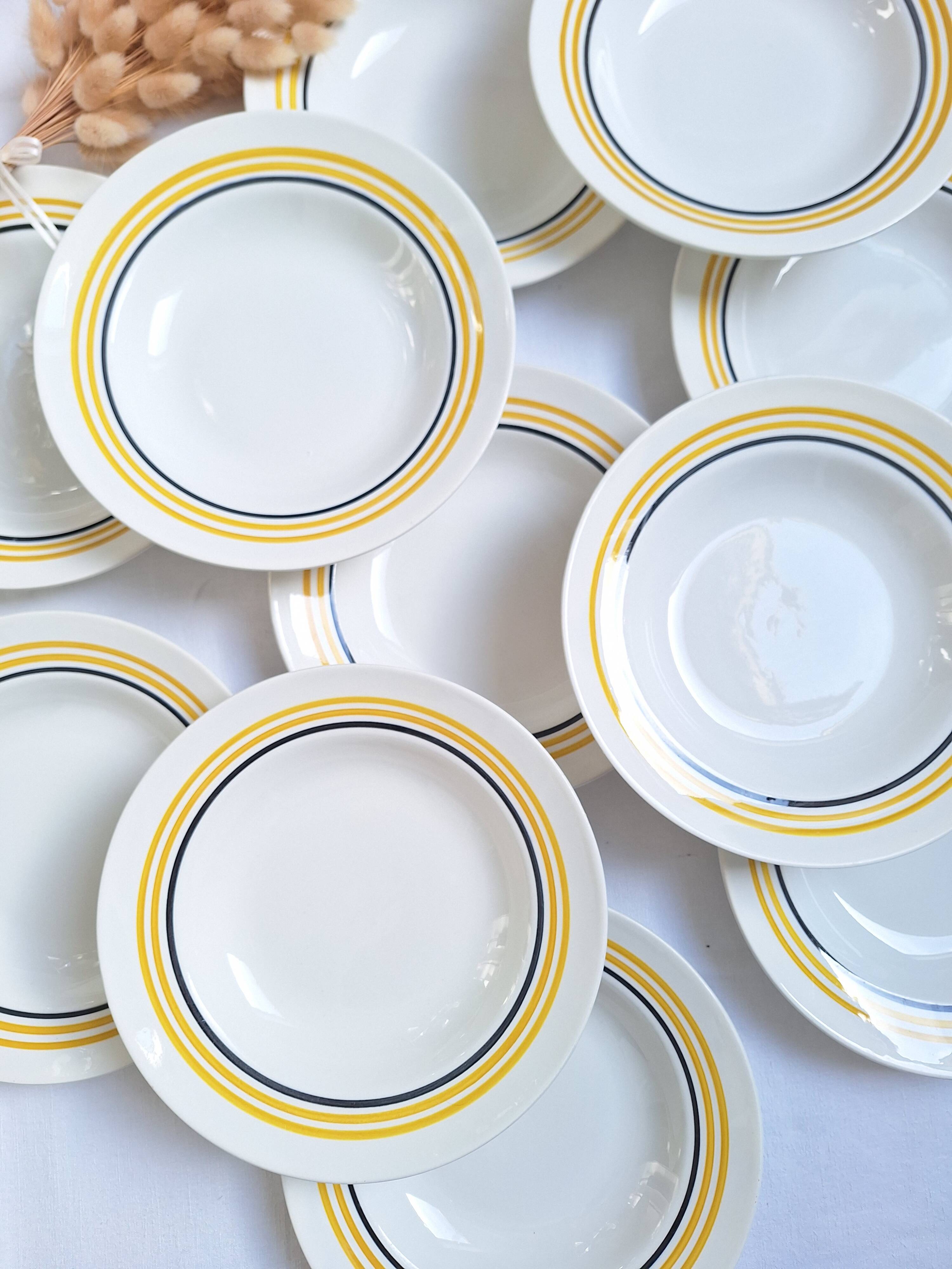Assiettes creuses Moulin des Loups jaune moutarde