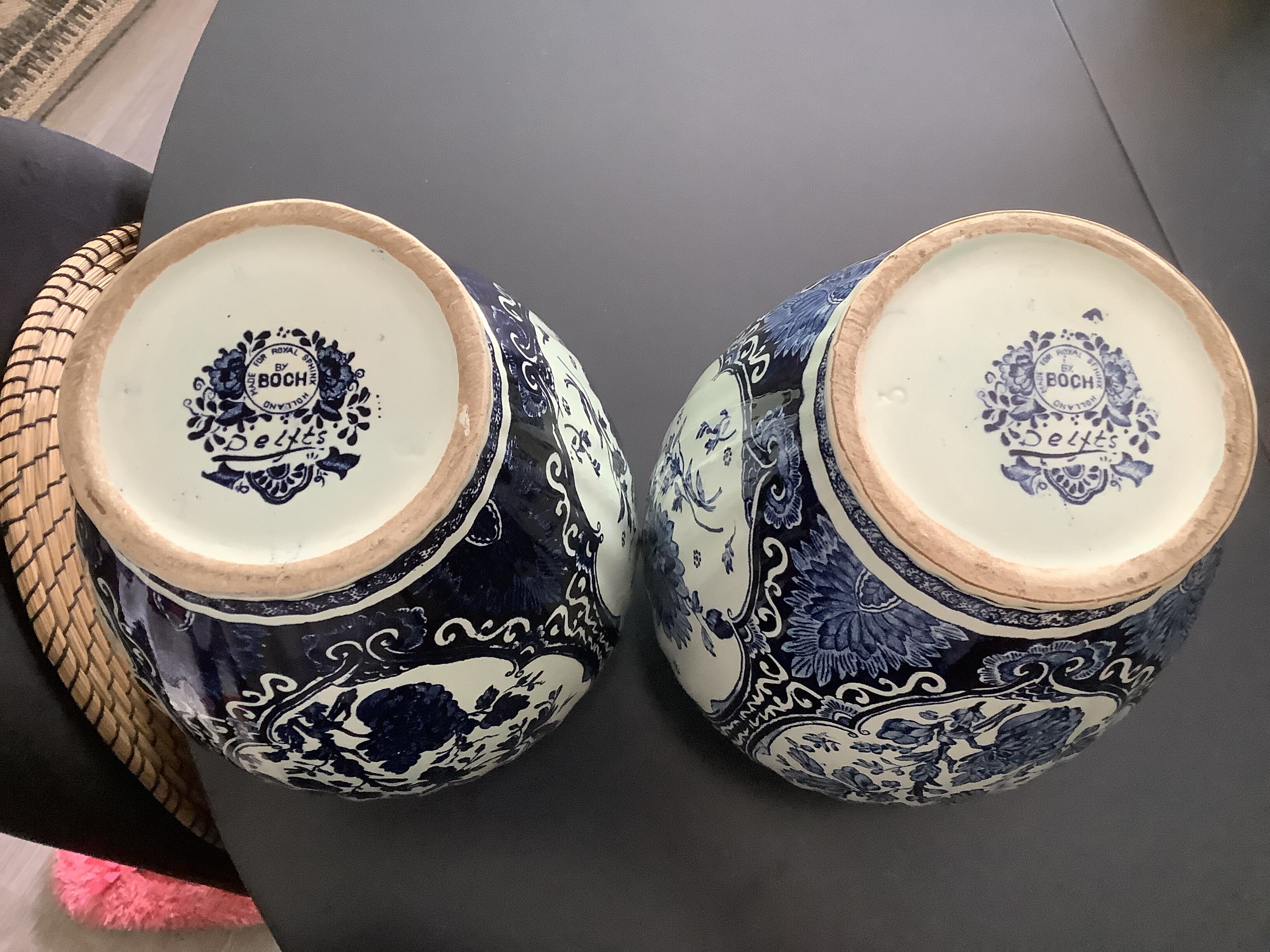 Pair potiches delfts by boch