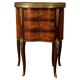 Lady's demi-lune commode in Louis XV style with marquetry and gilded bronze.