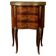 Lady's demi-lune commode in Louis XV style with marquetry and gilded bronze.