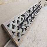 teak wall coat rack with 7 double cast iron hooks