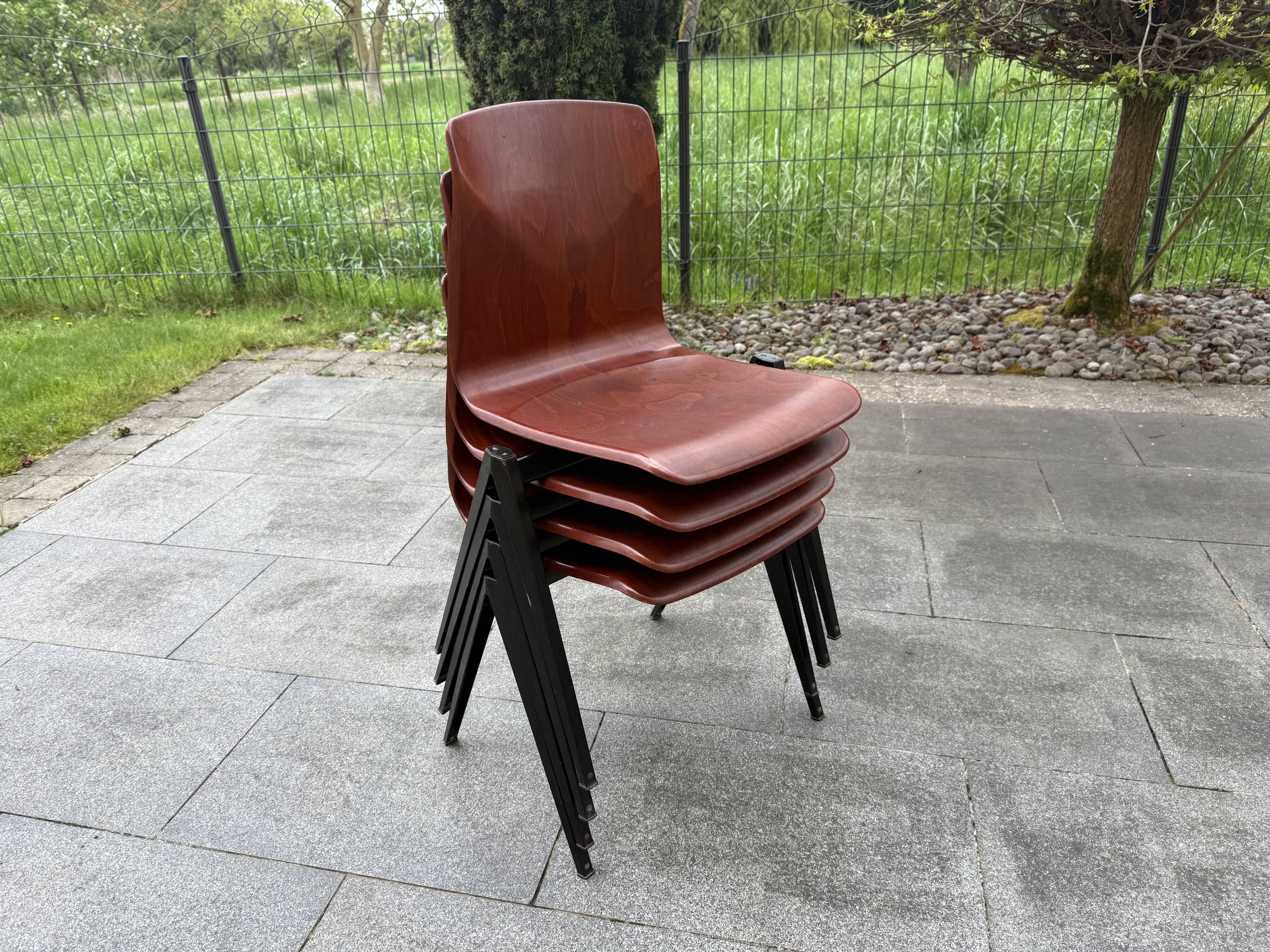 Set of 4 Galvanitas Thur-Op Seat Model S22 chairs from the 60s