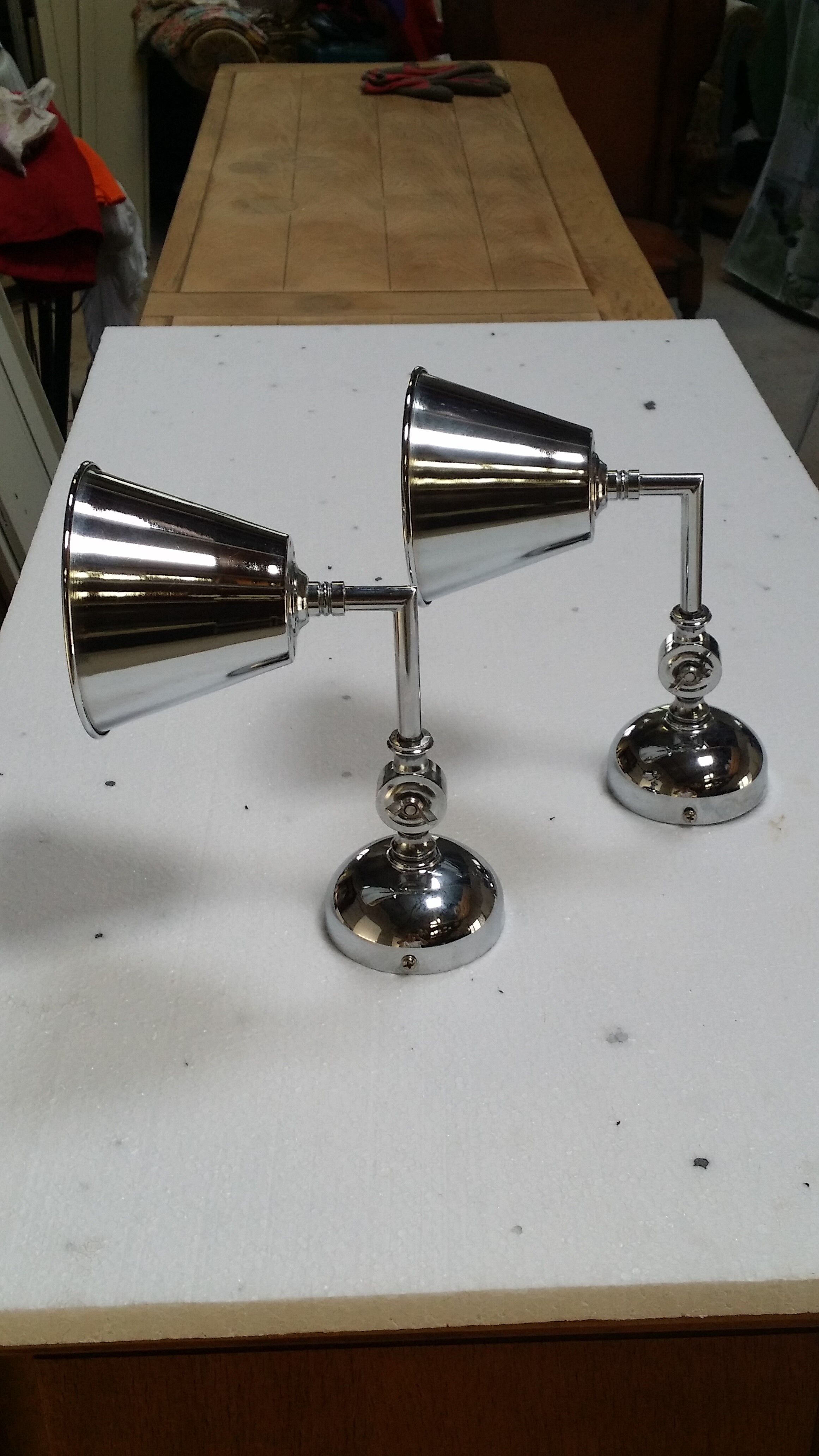 Pair of chrome wall lamps