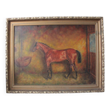 Peinture victorienne anglaise représentant un cheval alezan