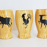 Service a orangeade grandjean jourdan vallauris ceramic faux-wood 1950 vi