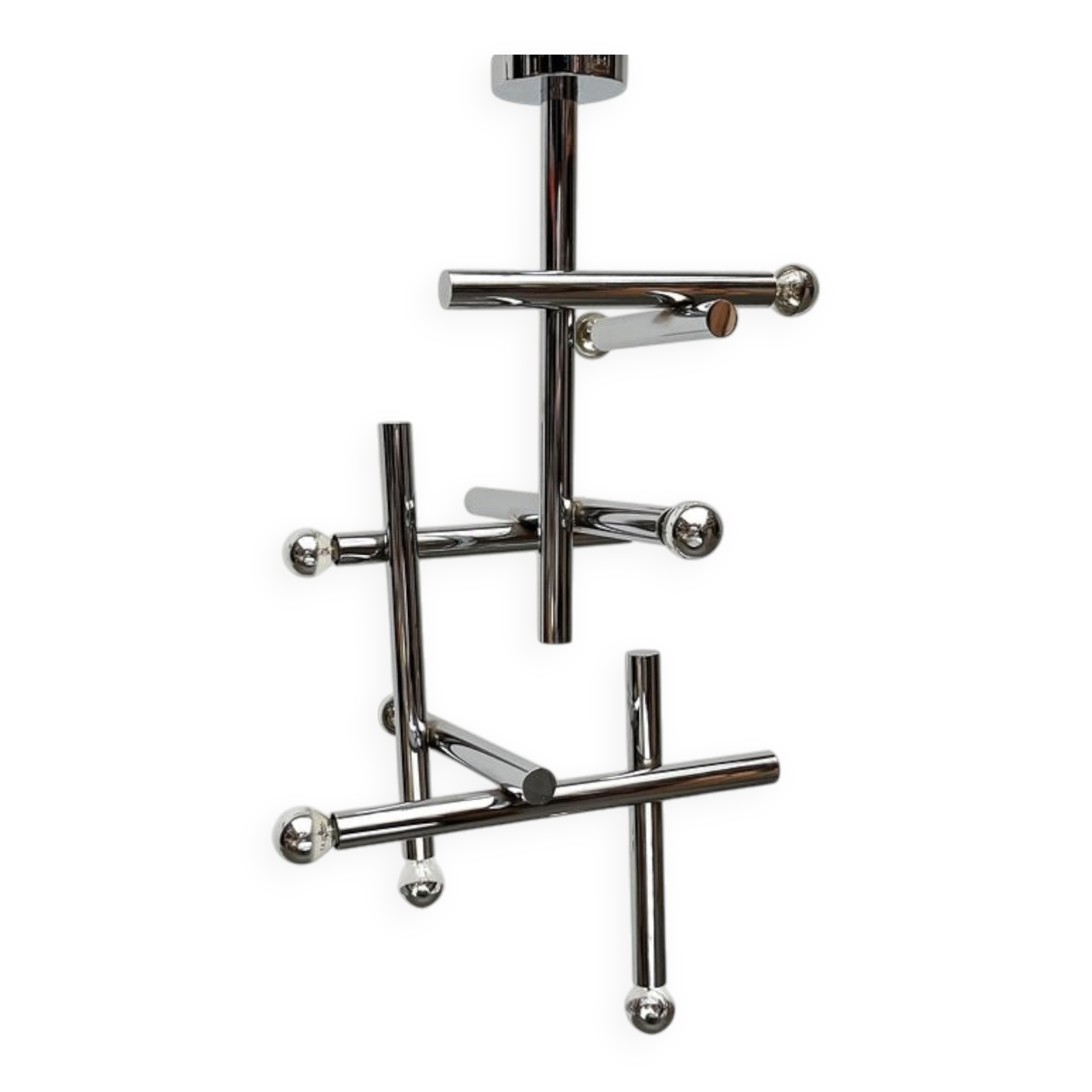 Minimalist chrome ceiling lamp from the mid-century space age by Temde, Switzerland, 1960s.