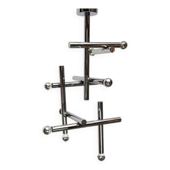 Minimalist chrome ceiling lamp from the mid-century space age by Temde, Switzerland, 1960s.