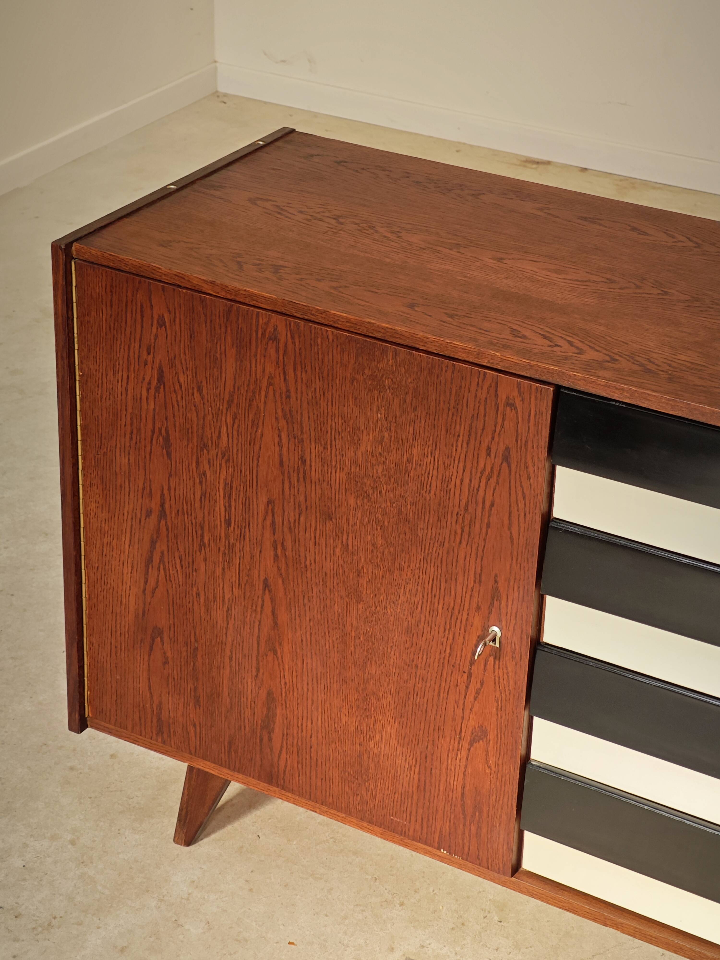 U 458 black and white sideboard by Jiri Jiroutek for Interier Praha, 1960