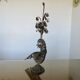 metal sculpture in sheet metal representing a peacock, work from the 1960s