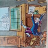 Superb and rare engraving by Rene Chag signed, theme=la poste