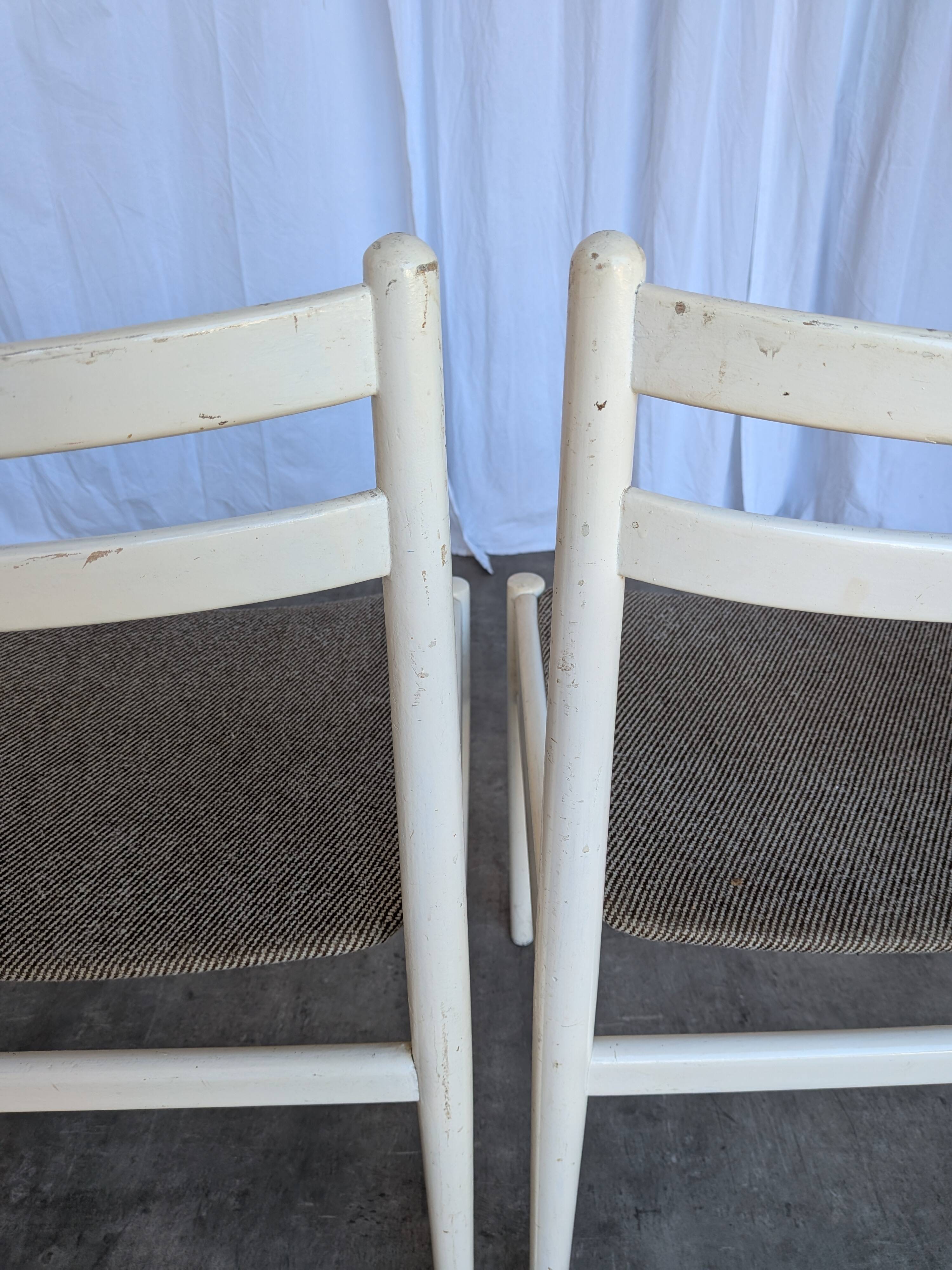 Set of 3 vintage stol kamnik white wooden chair: 1970s scandinavian design