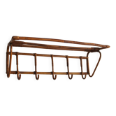 1960s Czechoslovak Rattan Wall Coat & Hat Rack, ÚLUV