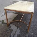 Vintage brass and beige marble coffee table