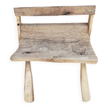 Brutalist bench in solid wood (Folk art)