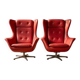 Pair of high-back swivel lounge chairs Scandinavian modern leather & aluminium by UP Závody Rousínov 1960s Czechoslovakia
