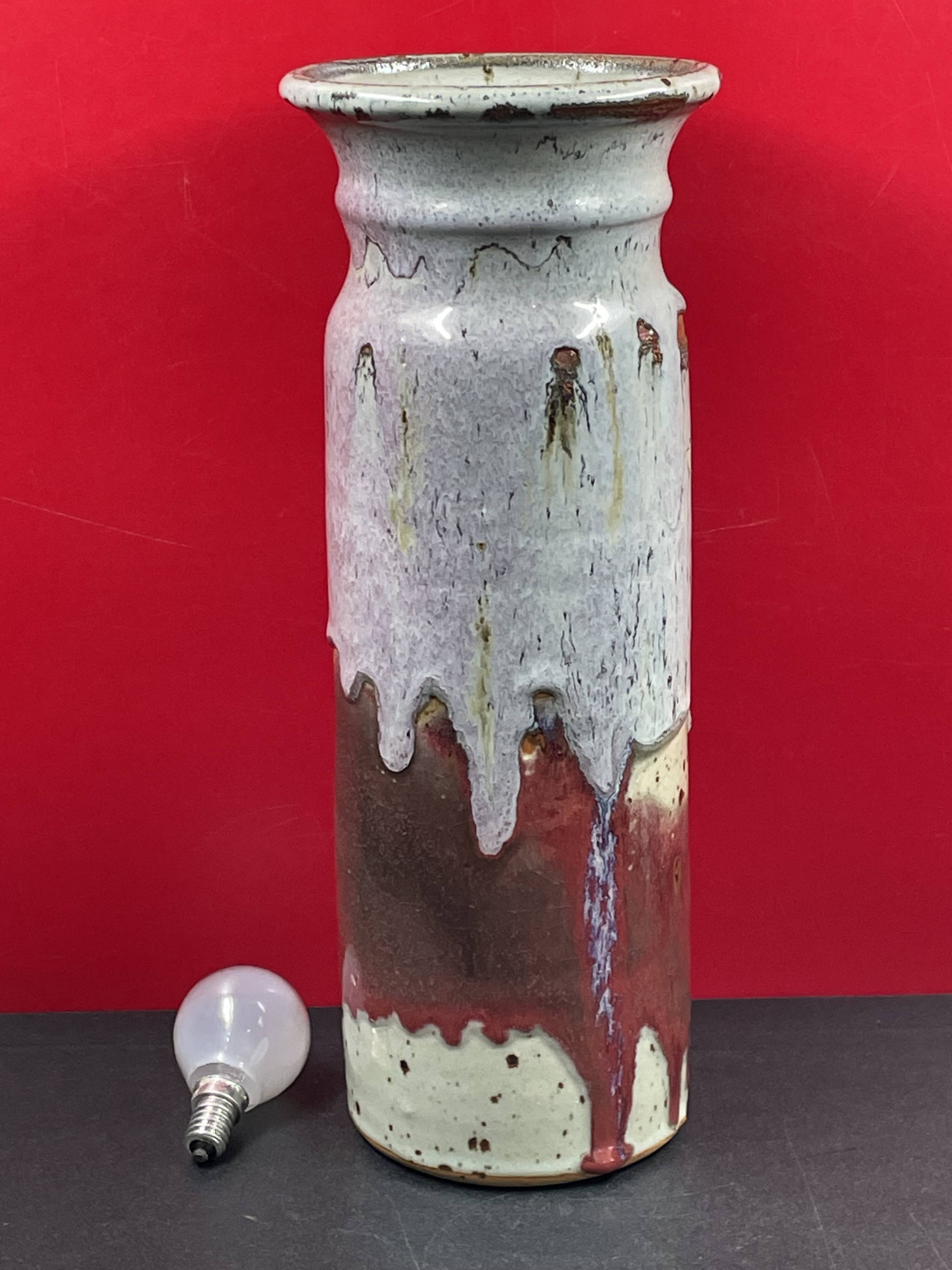 superb flared roller vase signed Les Salicornes Van Duser Lesburgueres 34 cm