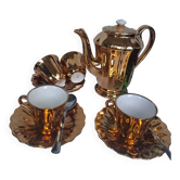 Service à moka vintage en porcelaine dorée à café, années 1950-1970.