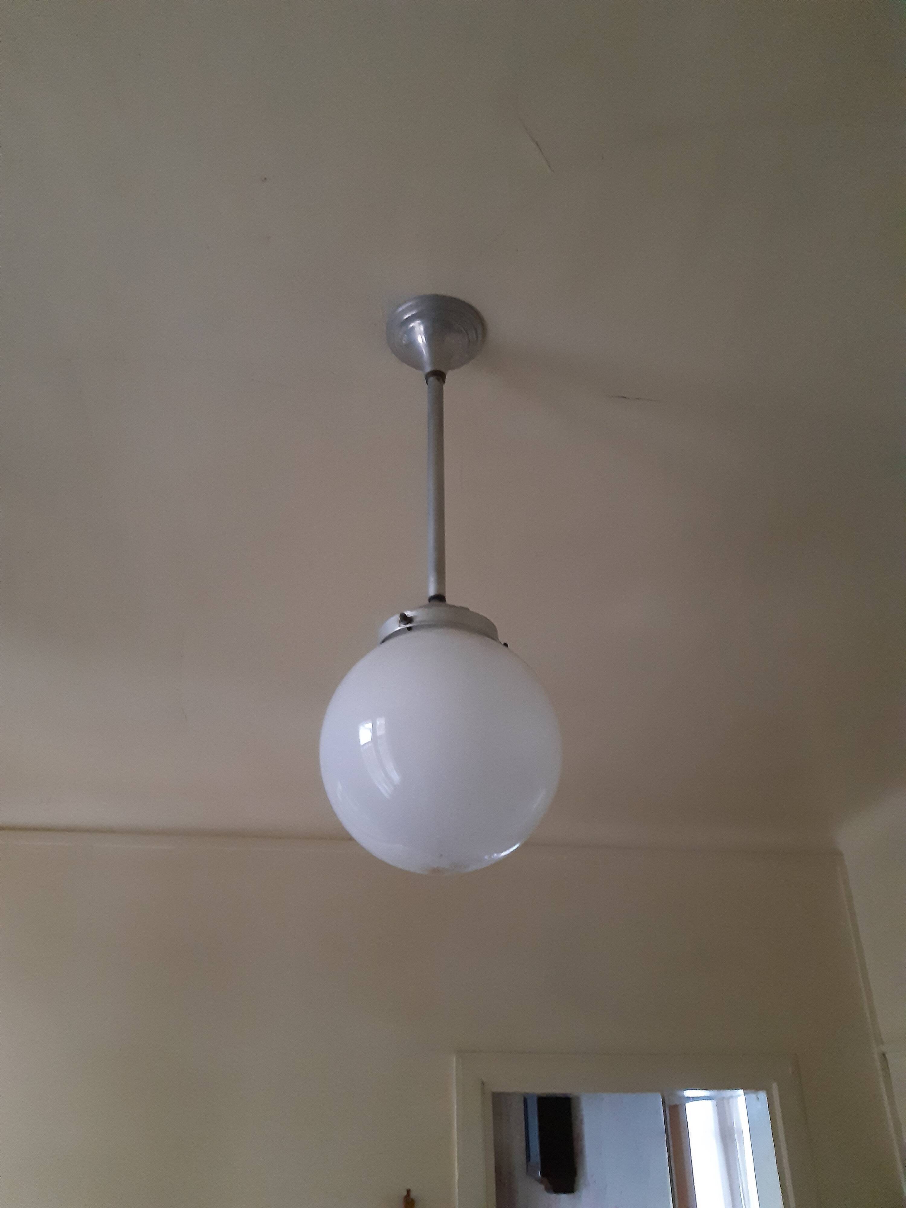 White glass art deco globe hanging