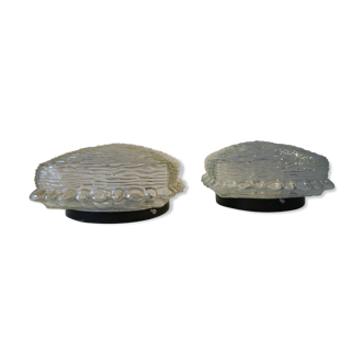 2 Glass ceiling lights, vintage, Germany