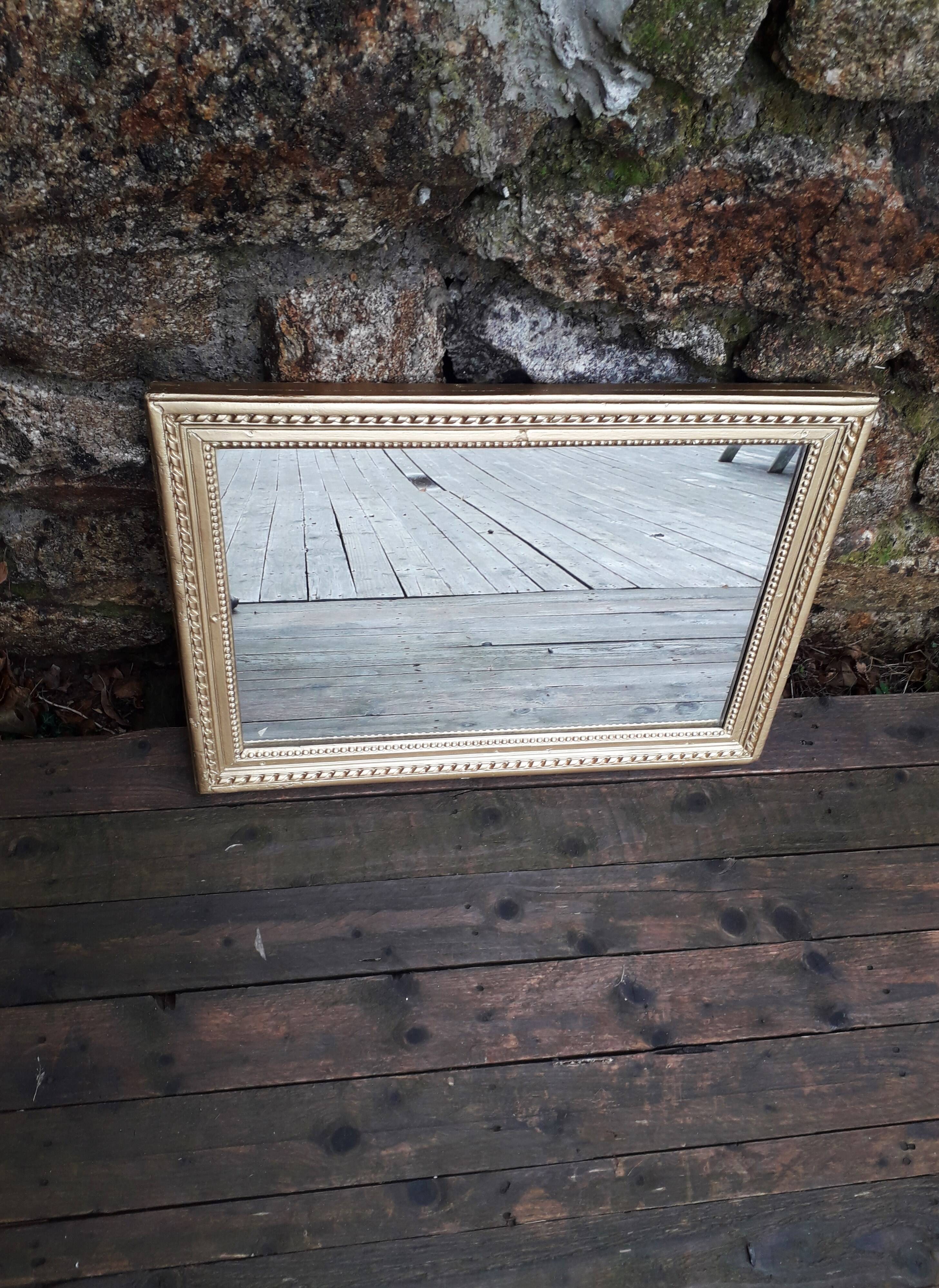 Old wall mirror - Wood and gilded stucco - 1940