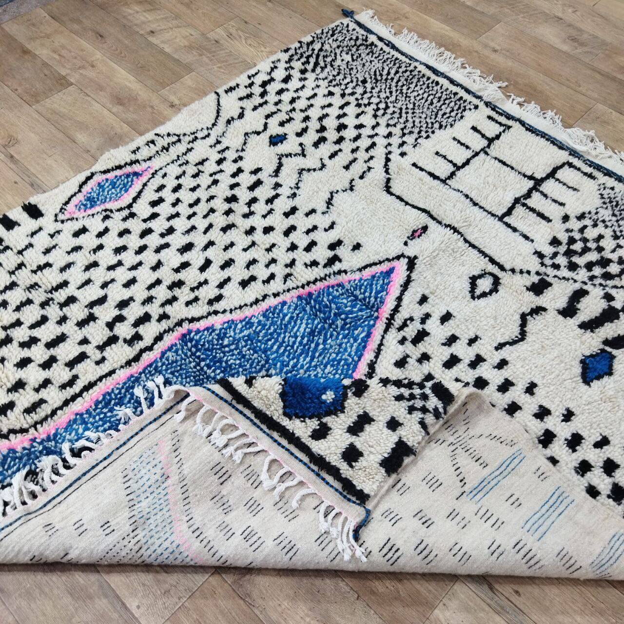 Handmade wool Berber rug 200x188 cm