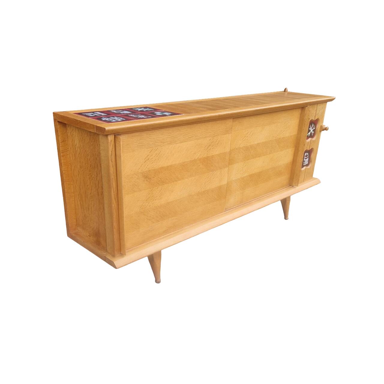 Vintage Sideboard In Light Oak, Guillerme And Chambron