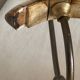 19th-century wall coat rack with 2 metal and horn hooks.
