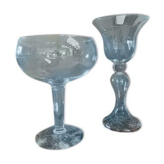 Glass cups on centerpiece leg