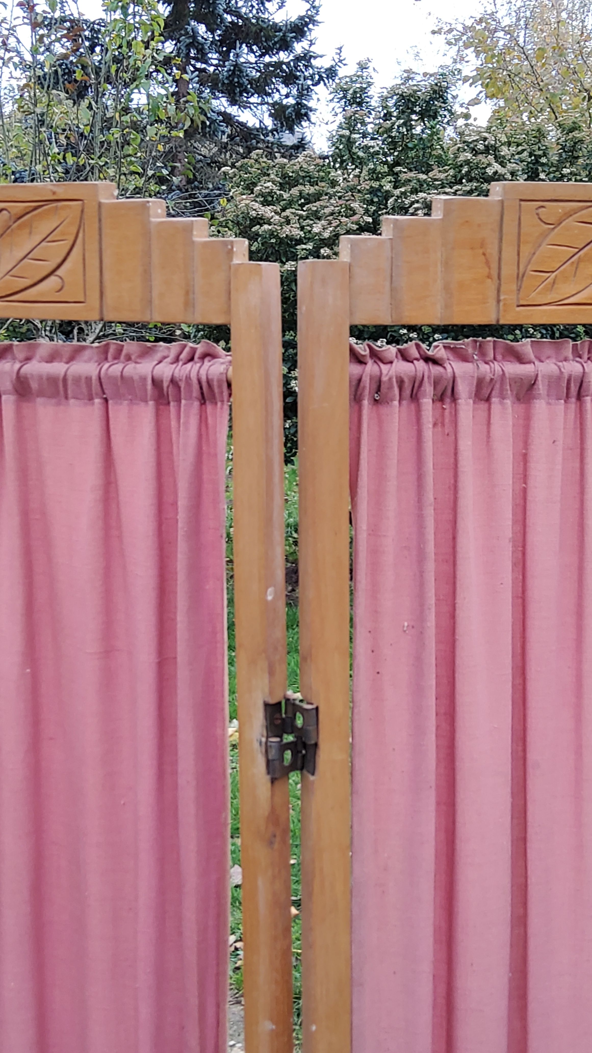 Art Deco screen 6 leaves in beech and fabrics of the 30s