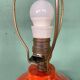 Art Deco HAK Herman Kähler Pottery Lamp, c.1930s Orange Globe with Brass Details