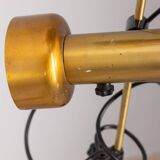 Lampadaire vintage années 70 en laiton doré à deux lumières design italien