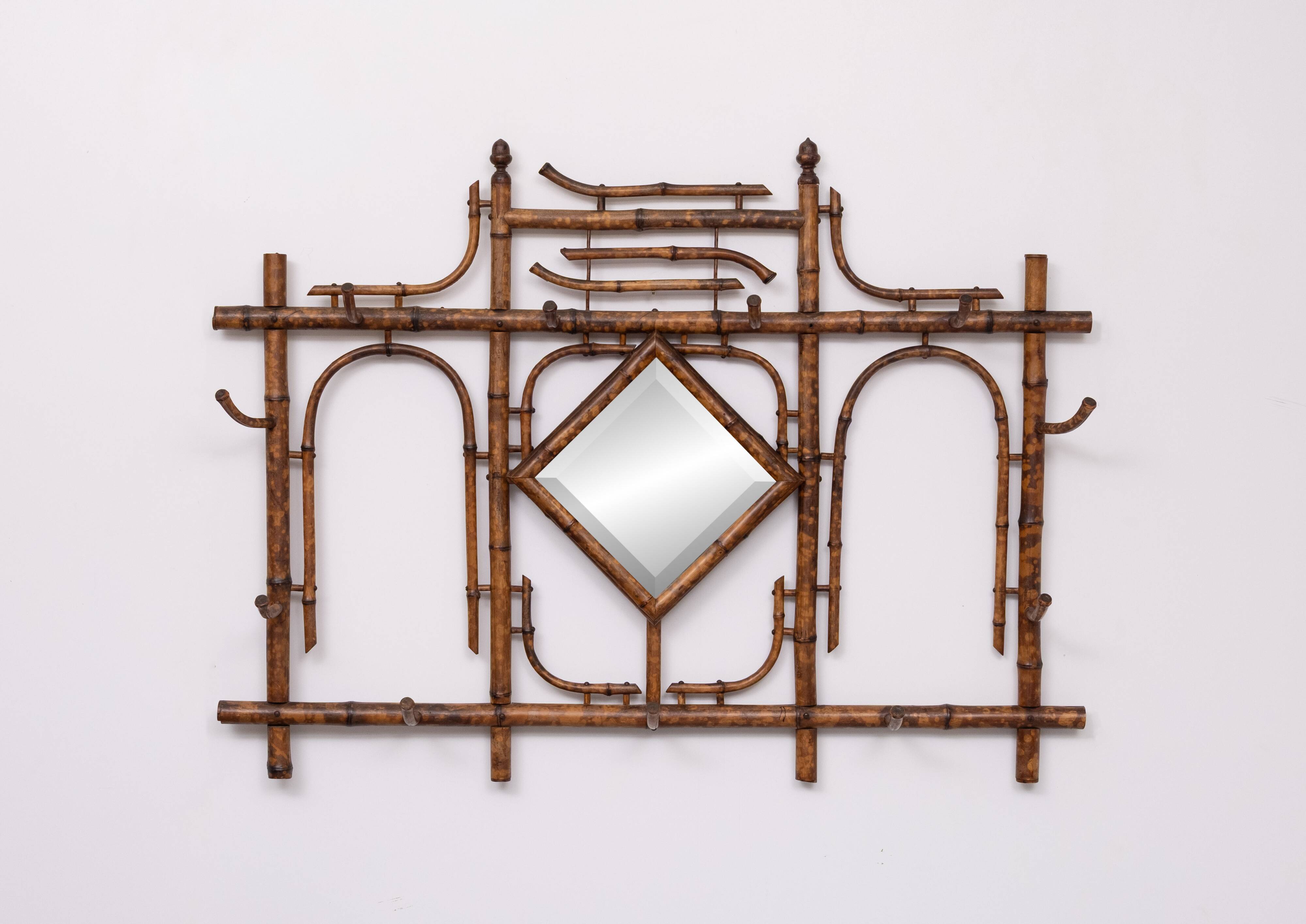 Dutch Colonial Wall Coatrack real Bamboo 1930s