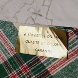 Set of 6 napkins in green and red linen