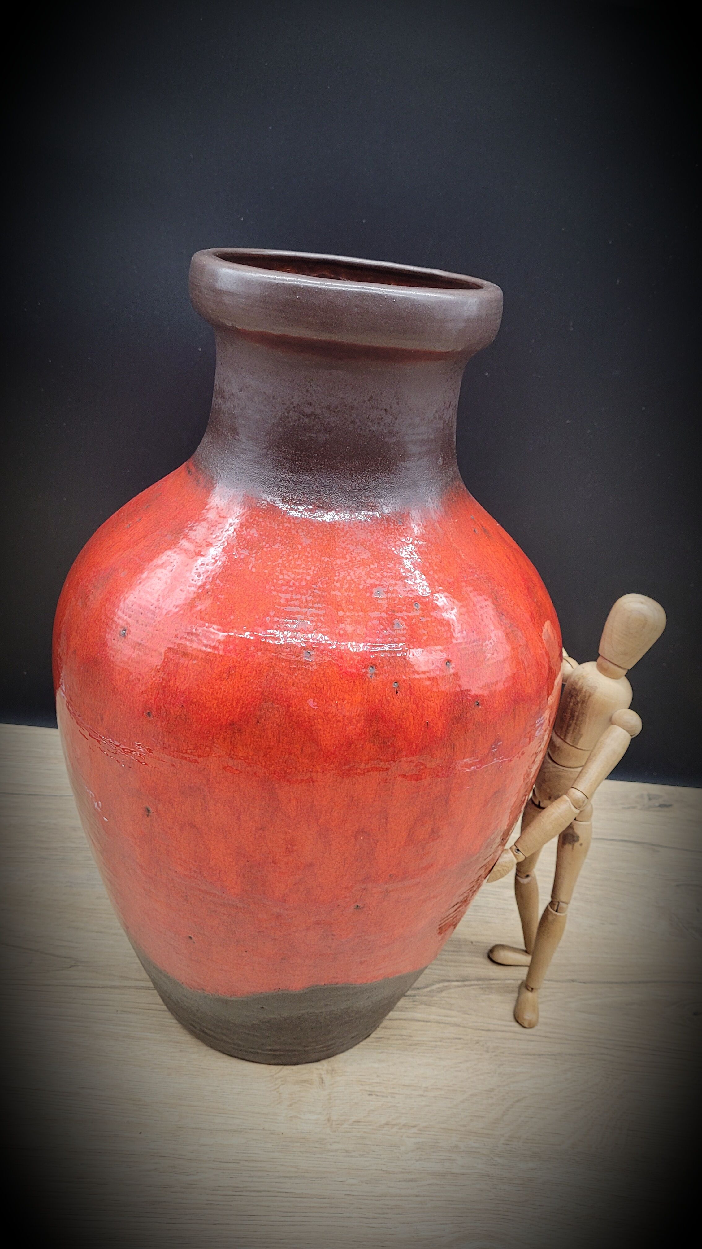 Red ceramic vase