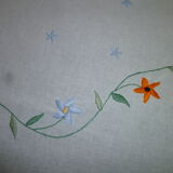 Hand embroidered linen round sheet 1.55 m