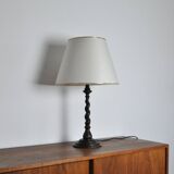 Vintage Oak Wood Barley Twist Table Lamp