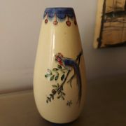 Vase art déco signé , décor oiseau de paradis