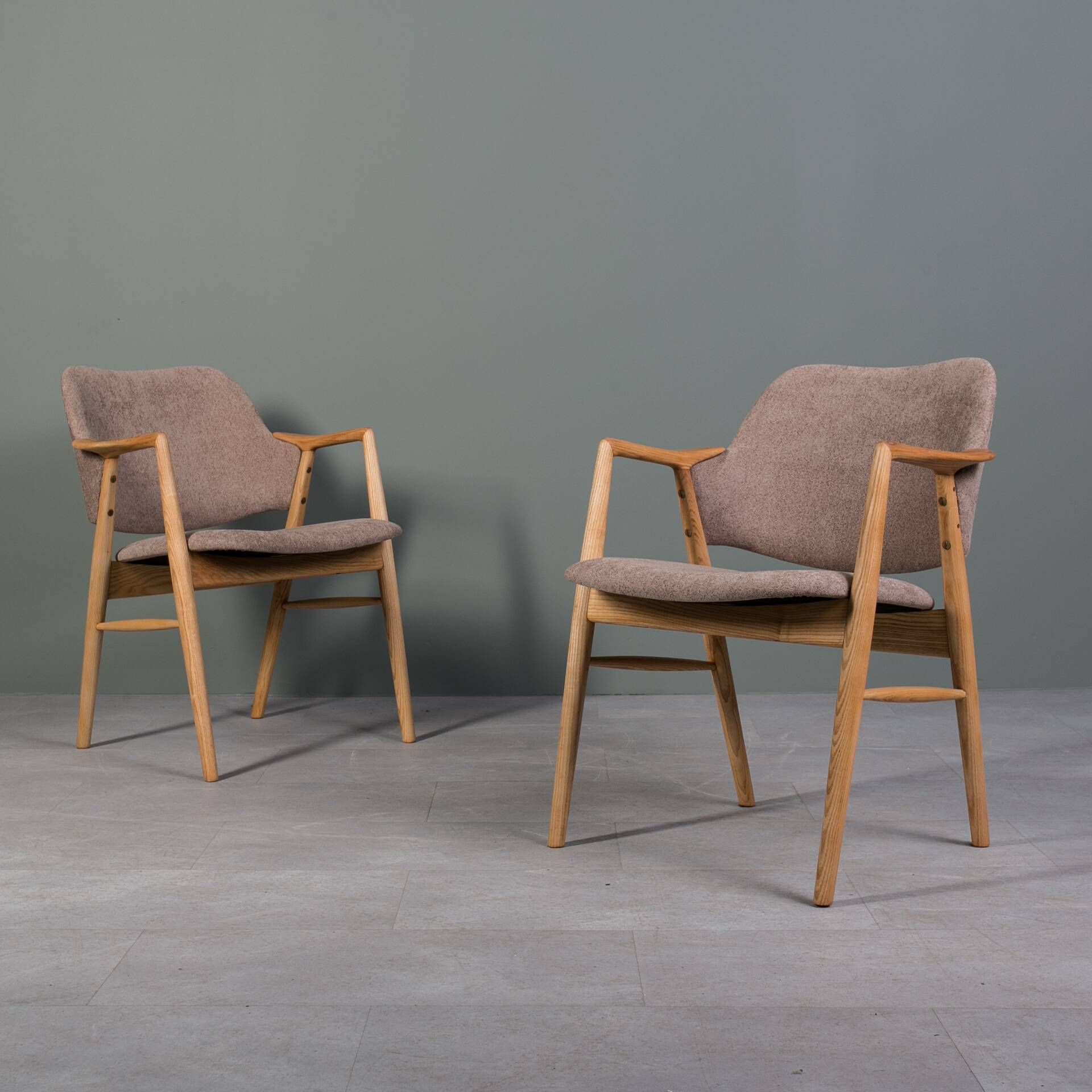 Designer Scandinavian Ash Wood Armchairs