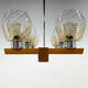 Lustre en bois, chrome et verre des années 1970 par Elektroinstala Decin, étiqueté