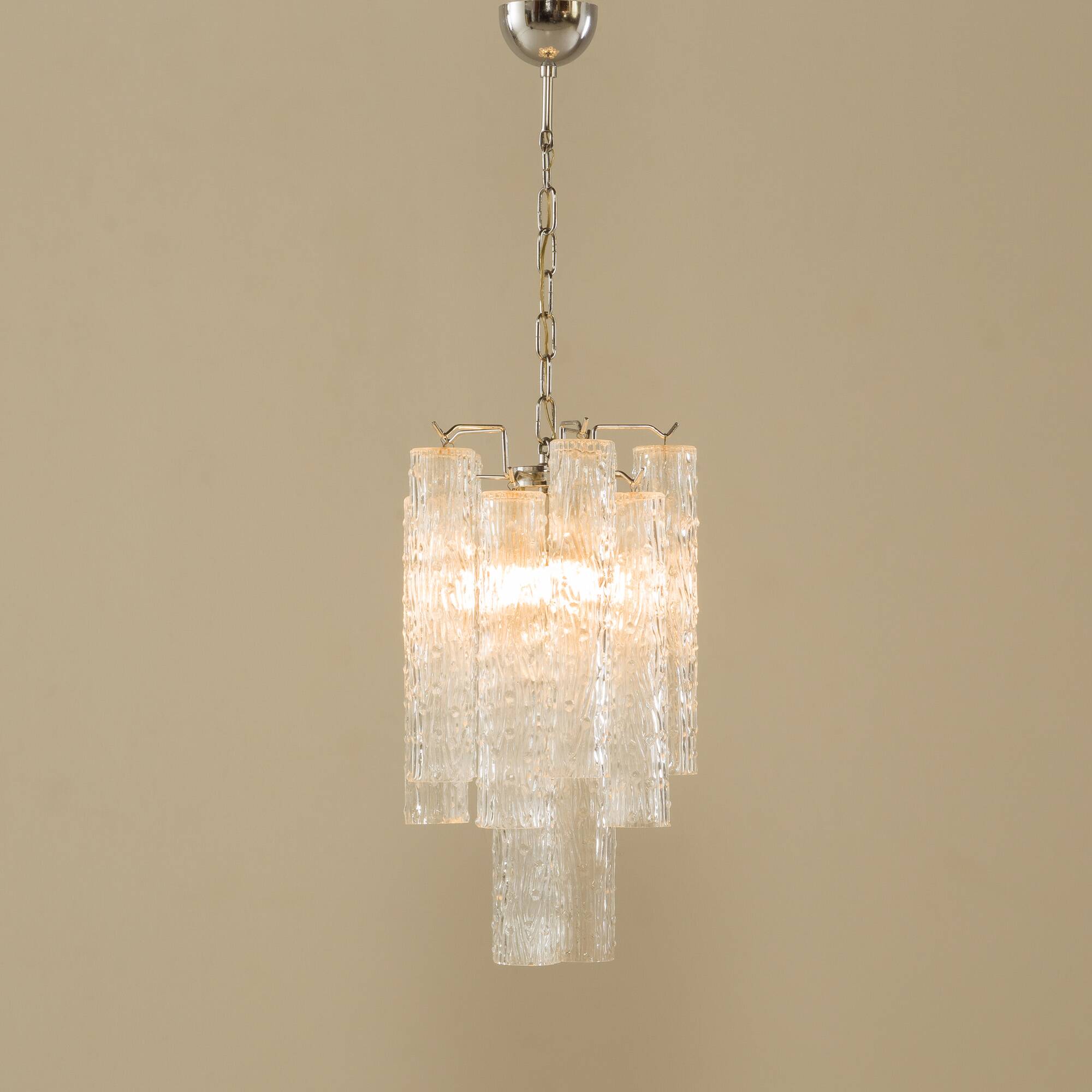 Chandelier en verre Tronchi de Venini, années 1970