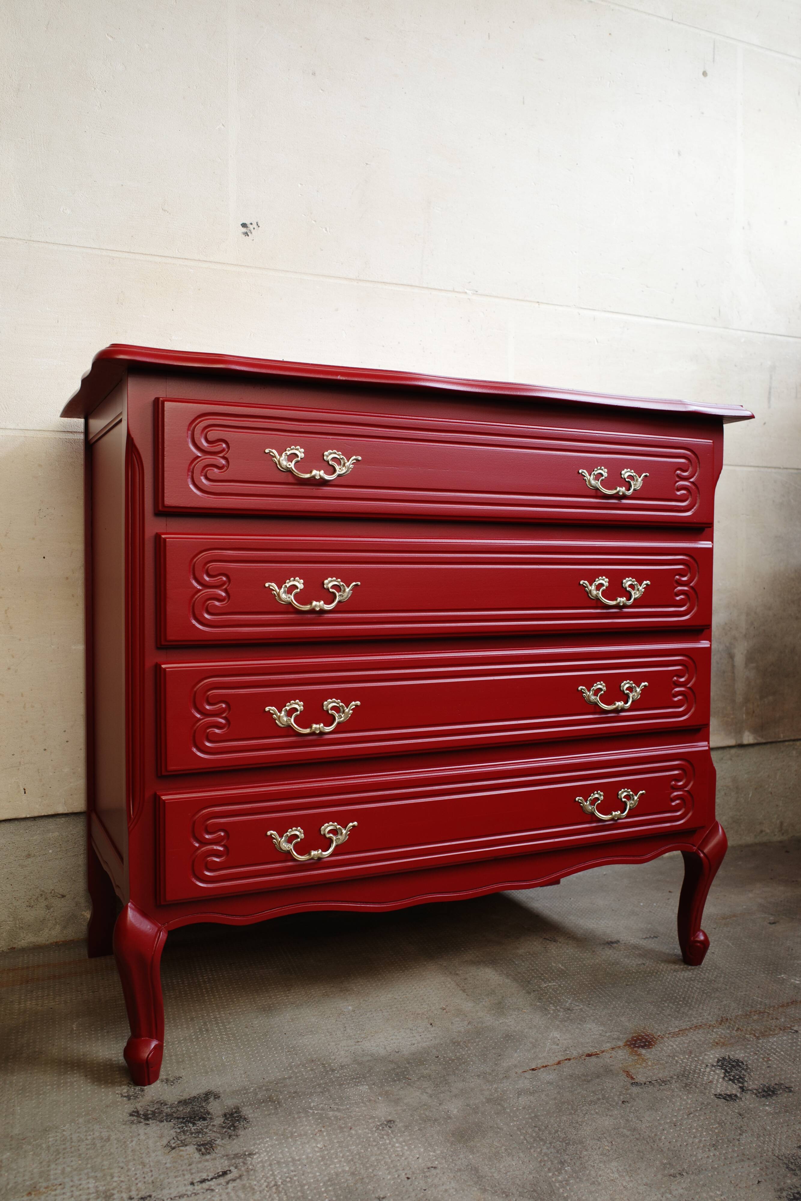 Customized vintage Basque red chest of drawers