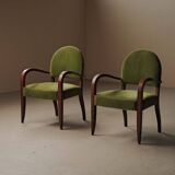 Pair of Art Deco armchairs in mahogany, circa 1930.