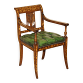 Chaise de bureau Chesterfield en cuir avec marqueterie hollandaise