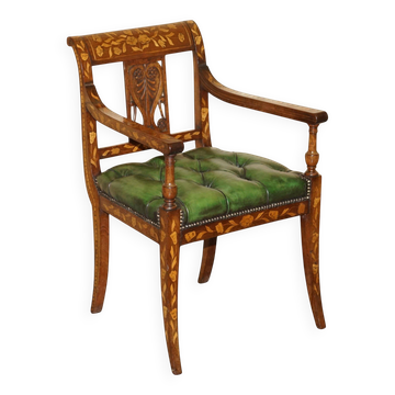 Chesterfield leather office chair with Dutch marquetry